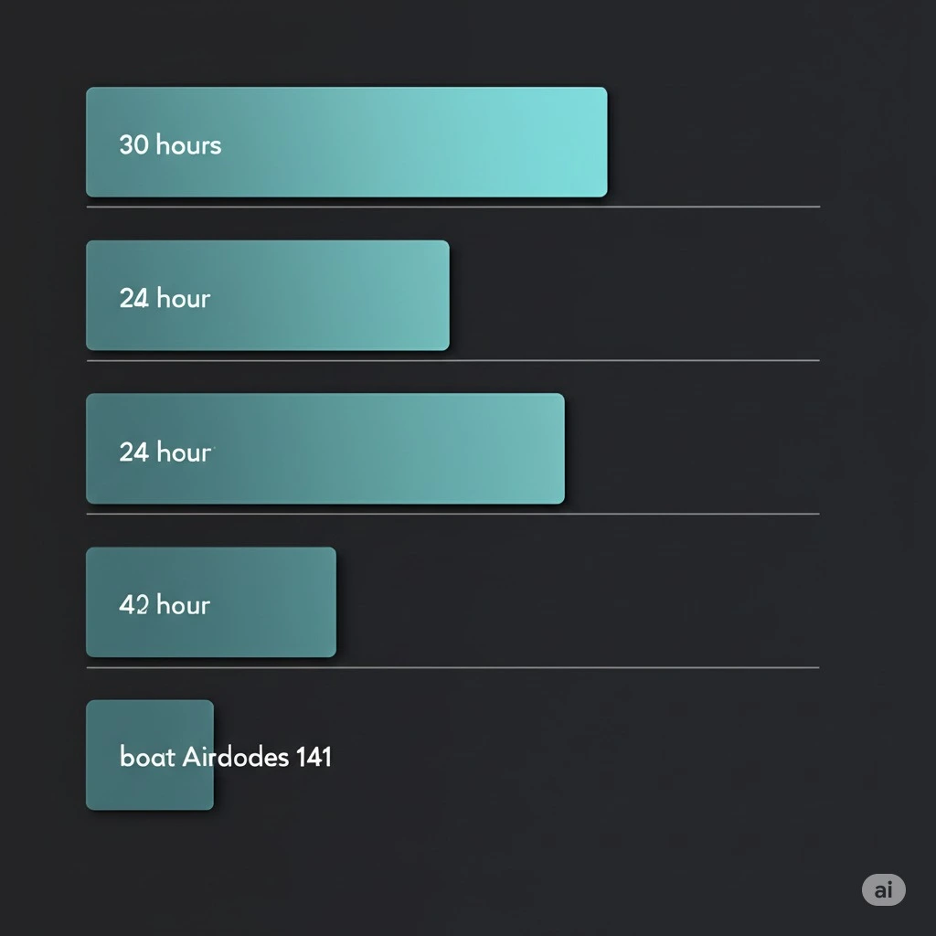 Battery life comparison chart showing boAt Airdopes 141 with 42 hours